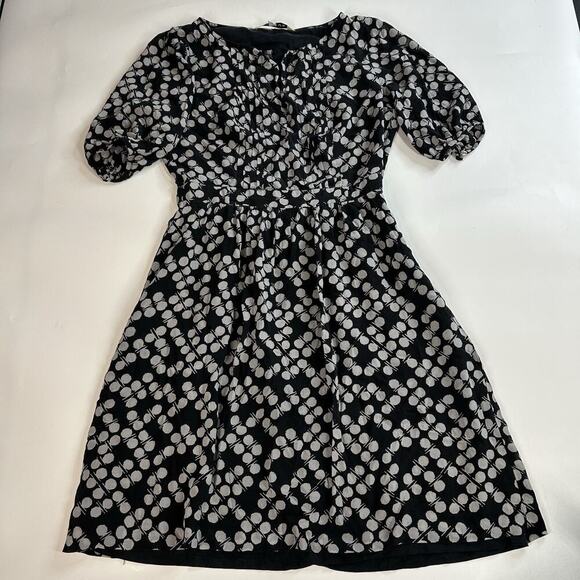 Trina Turk St. Petersburg Silk Dress Women’s 2 Black with White Polka Dots Mini - Picture 1 of 10